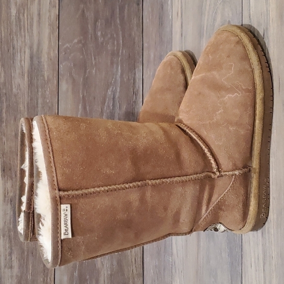 Bearpaw Womens Tall Fur Suede boots shoes sz 7 - Picture 2 of 14